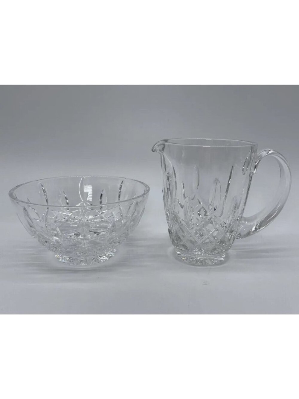 Waterford Crystal Lismore Footed Creamer And Open Sugar Bowl
